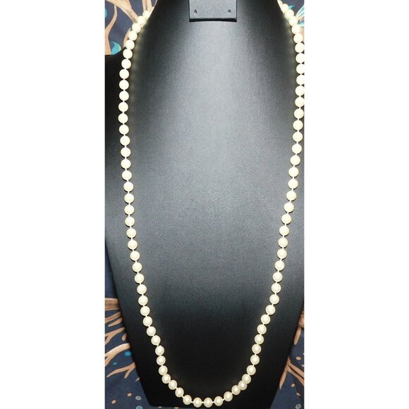 Elegant Extra Long Beaded Faux Pearl Necklace - Picture 1 of 3